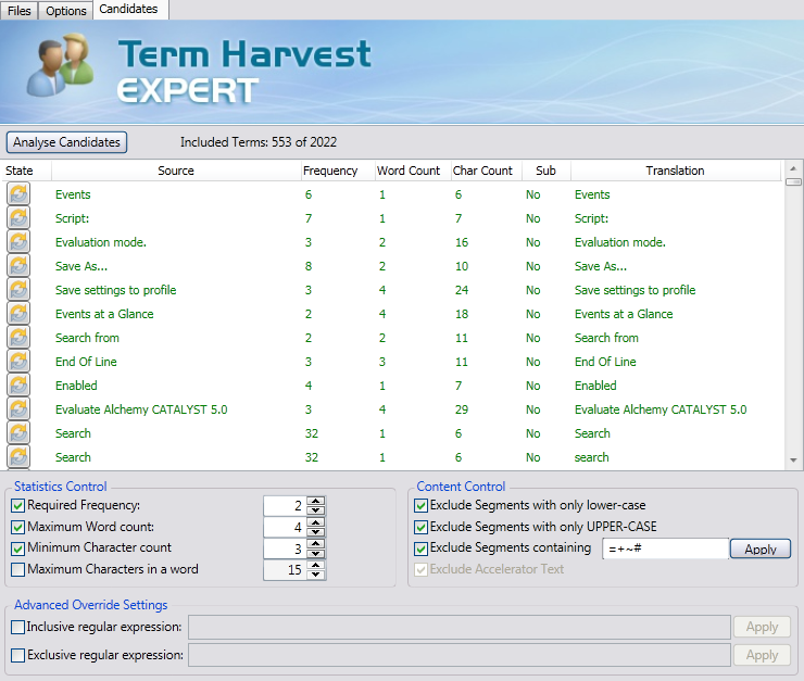 Alchemy CATALYST Term Harvest Expert