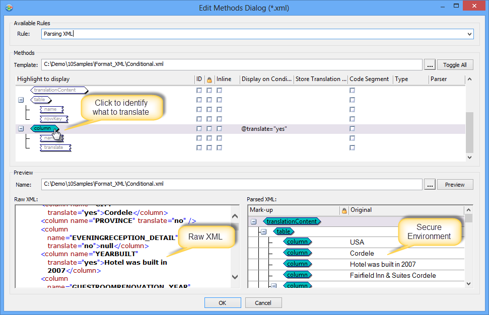 CATALYST XML parser settings